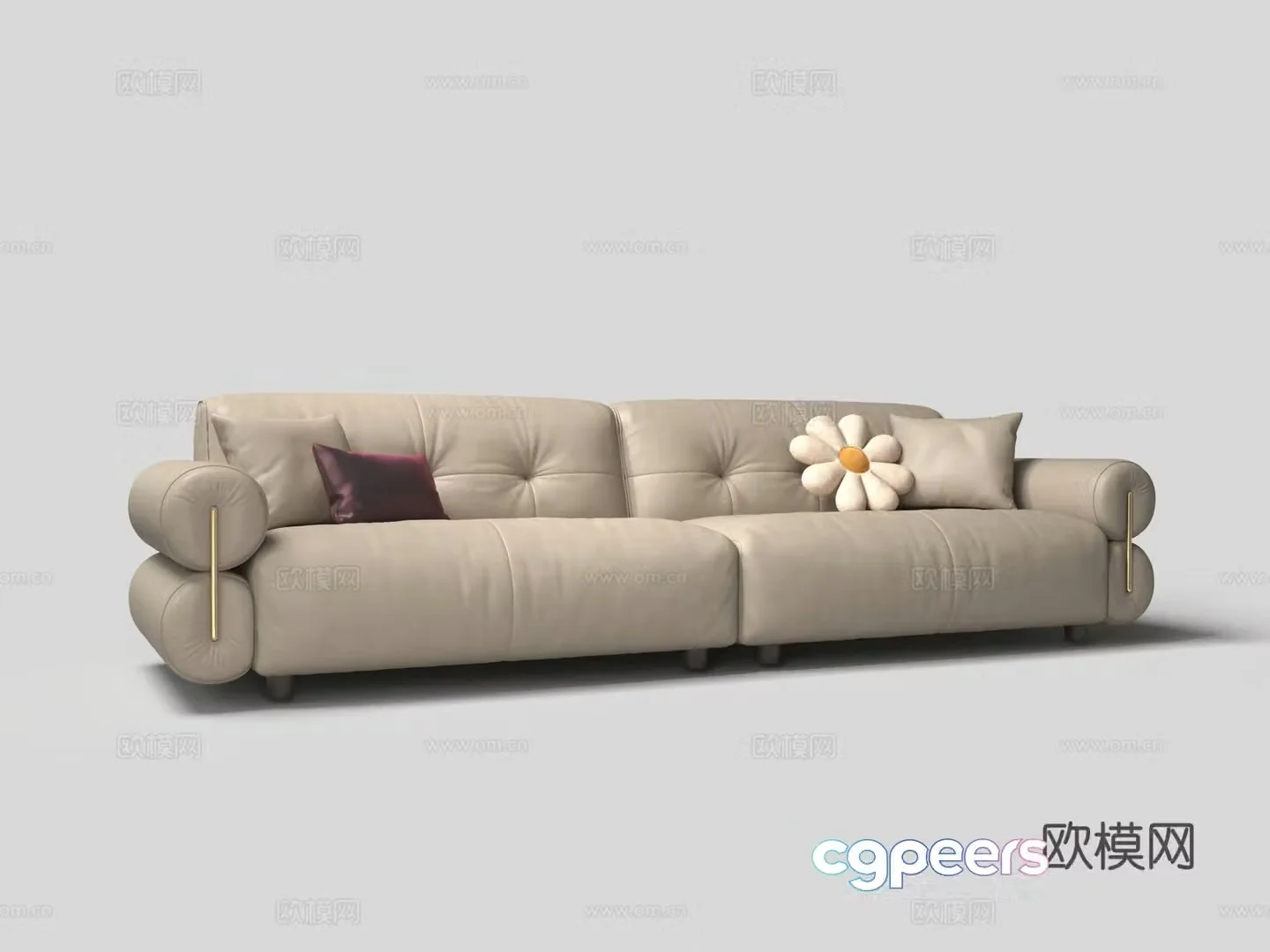 Modern multi-person leather soft bag sofa 3d model