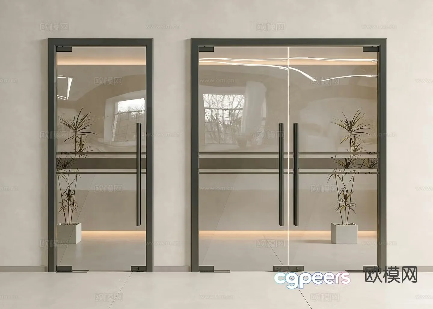 Modern office glass door 3d model
