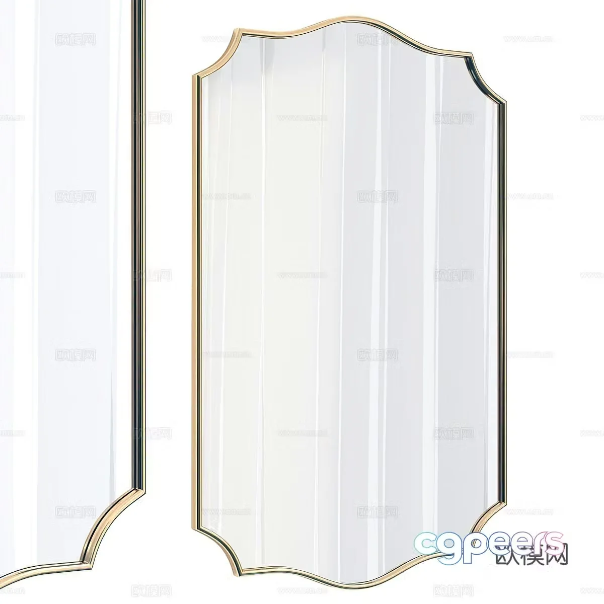 New Chinese style light luxury decorative mirror 3D model