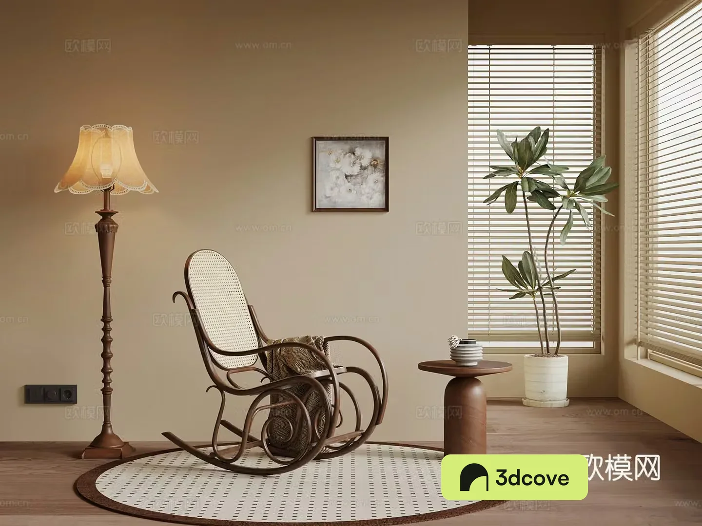 French medieval style lounge chair leisure chair floor lamp side table decorative painting