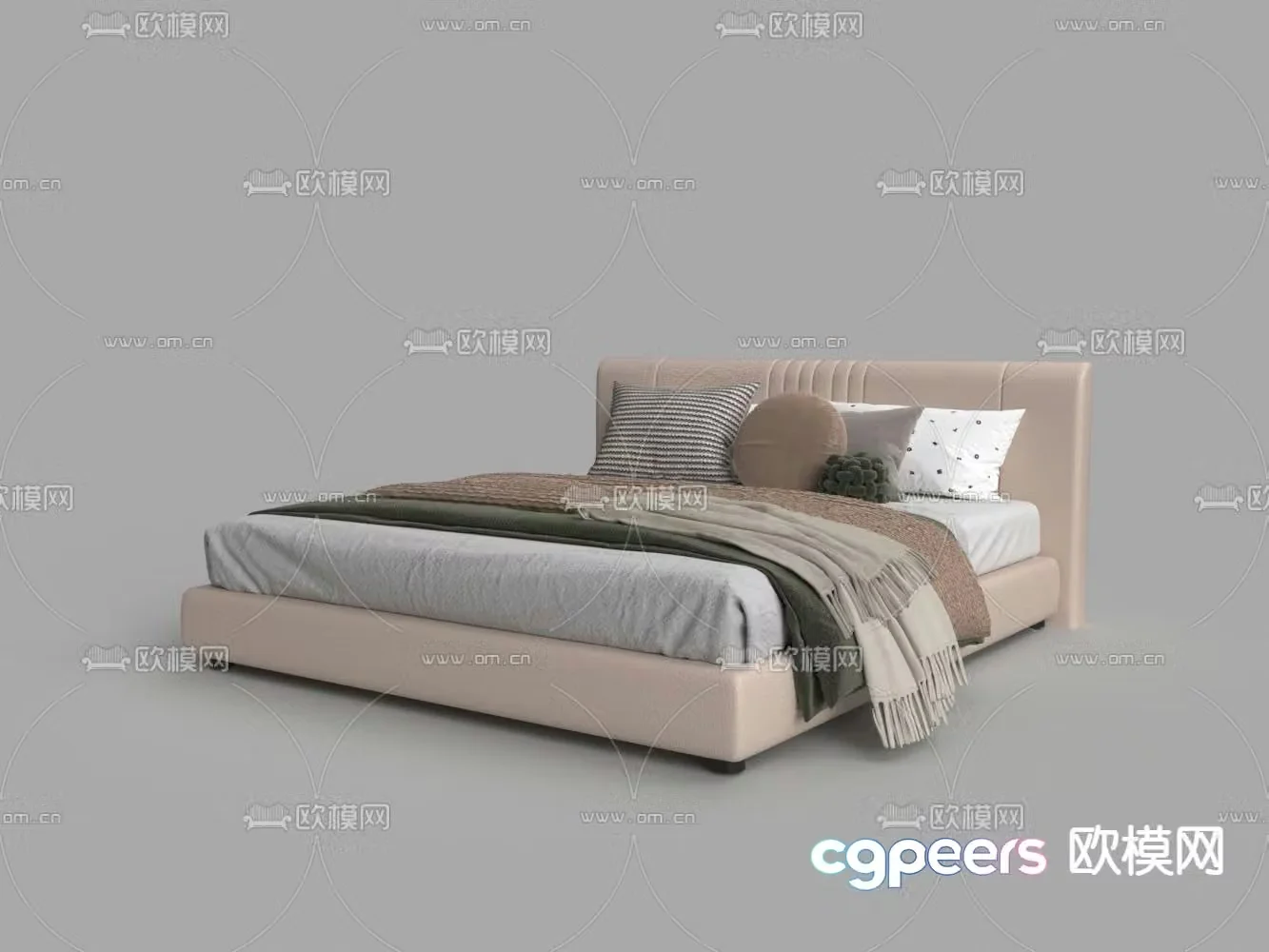 Leather double bed 3d model