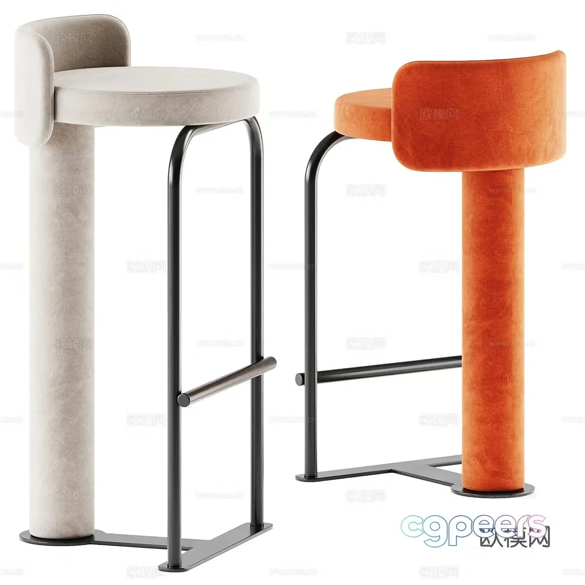 Modern Italian fabric bar chair 3D model