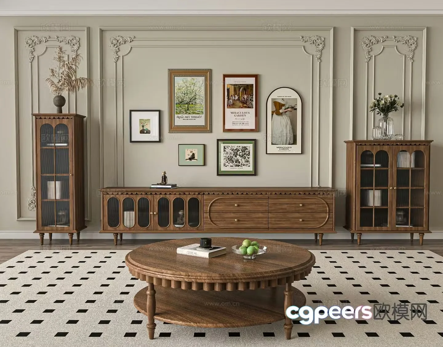 French TV cabinet 3d model