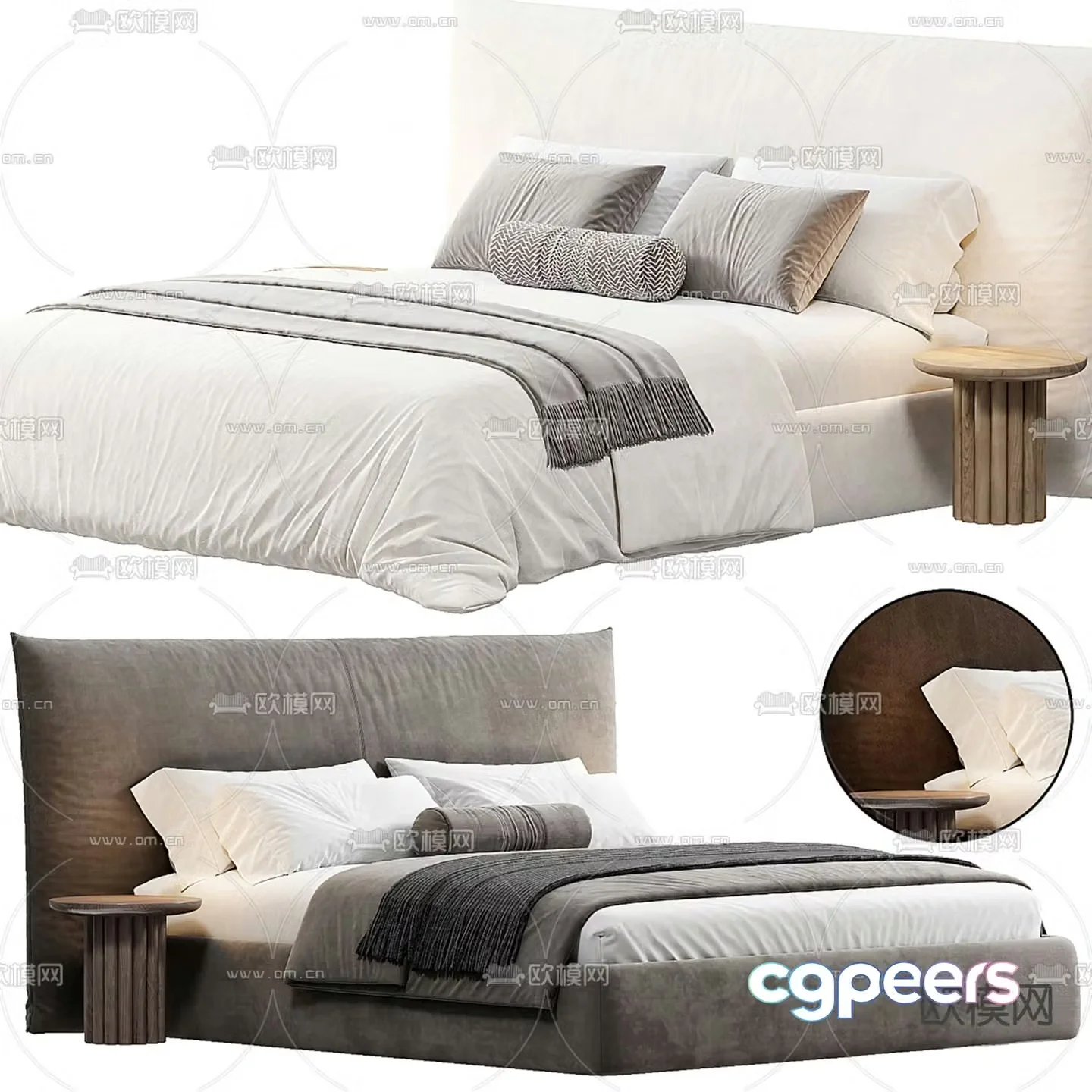 Oneandhome fabric double bed 3d model