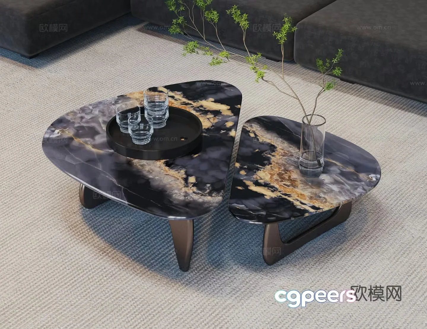 Modern coffee table marble coffee table special shape coffee table letter coffee table coffee table ornament 3D model