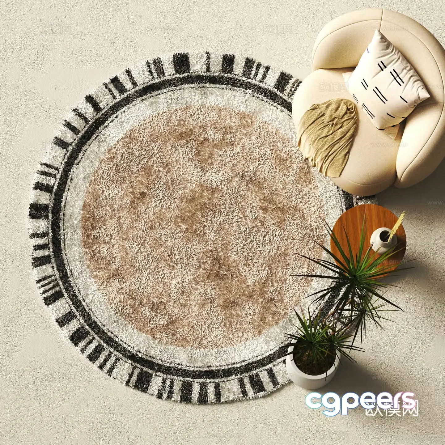 Modern round carpet 3d model