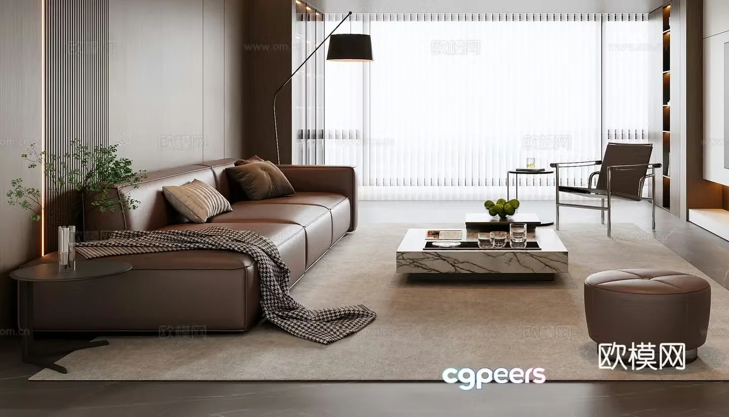 Italian sofa coffee table combination 3D model