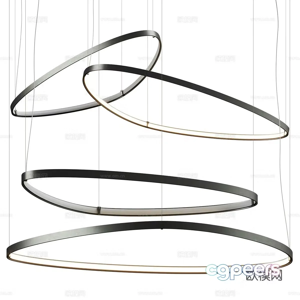 Modern Italian minimalist linear decorative chandelier 3d model