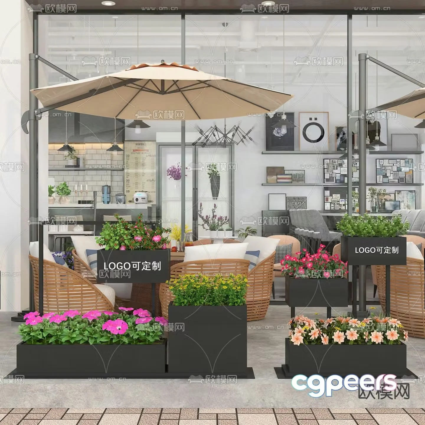 Modern outdoor flower box exterior 3D model