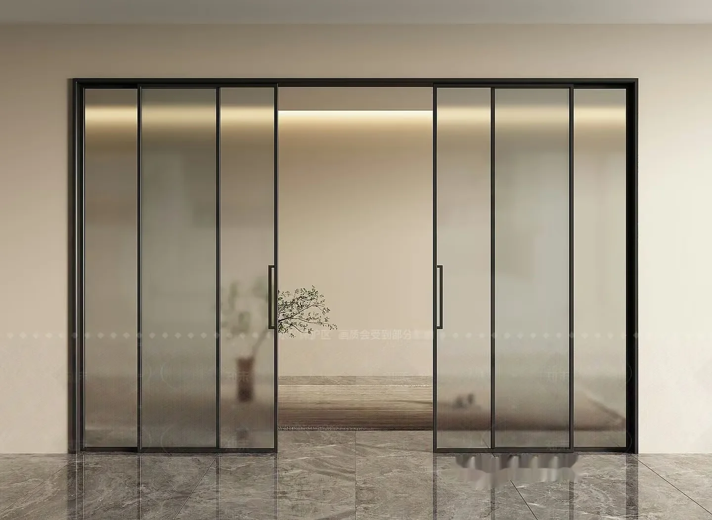 Modern Glass Doors 3D Model – 21362 – VRAY Render