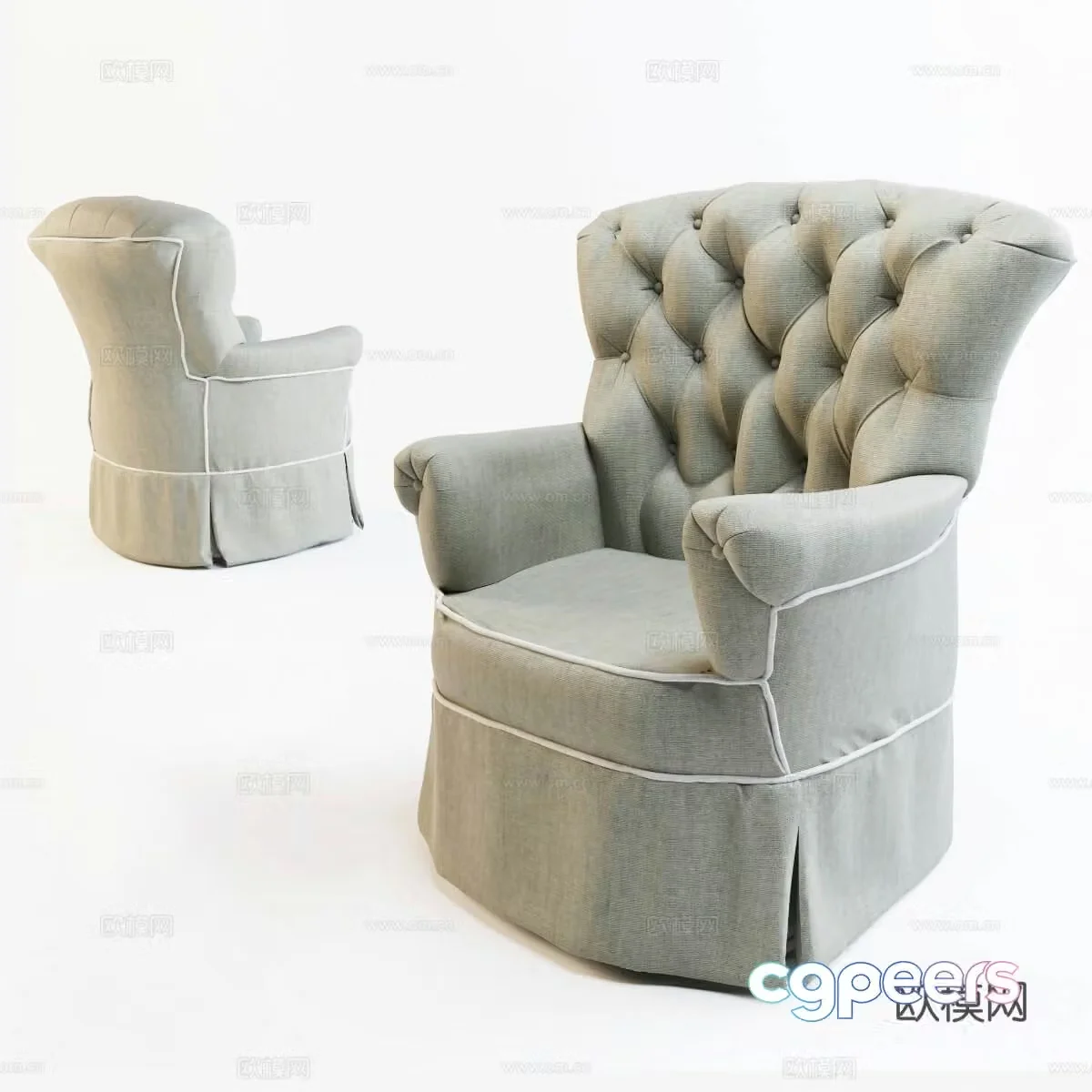 French sofa chair armchair dressing chair 3d model