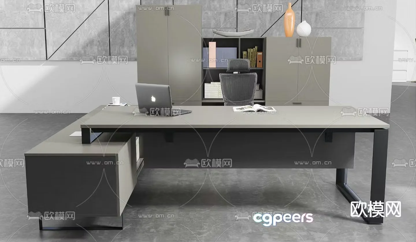 Executive desk file cabinet 3d model