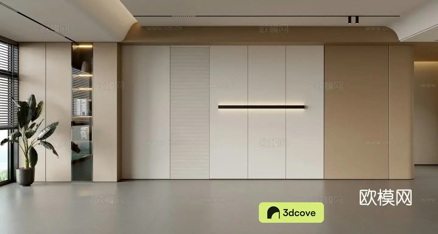 Modern Italian sofa background wall modern ornament balcony cabinet living room cabinet wood veneer background wall