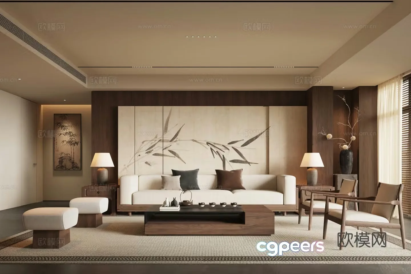 New Chinese Song style living room 3D model
