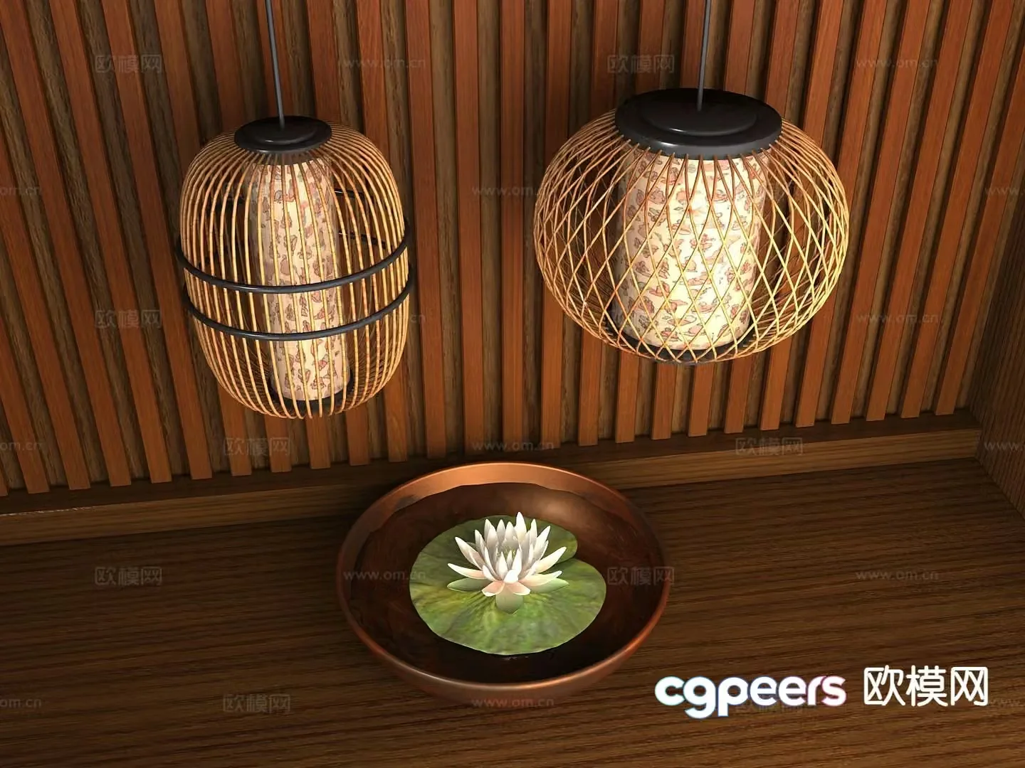 New Chinese style chandelier lantern chandelier 3d model
