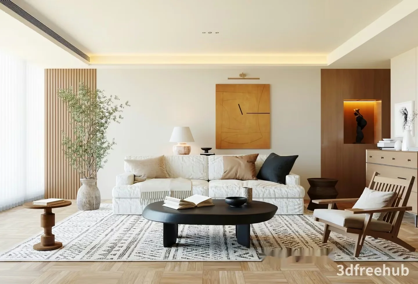 Modern Living Room 3D Model – 18958 – VRAY Render