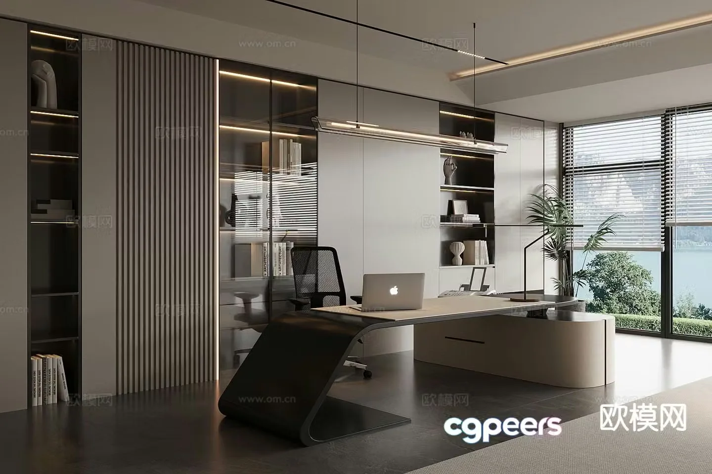 Light luxury general manager office 3D model