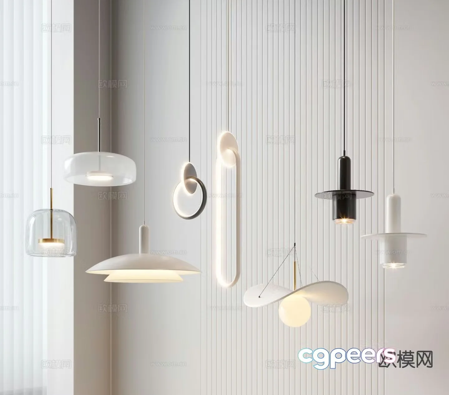Modern bedside small chandelier 3d model