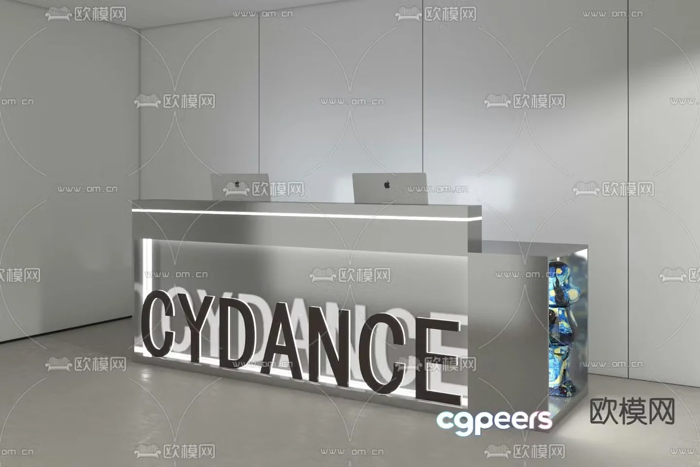 Modern front desk reception desk service desk 3d model