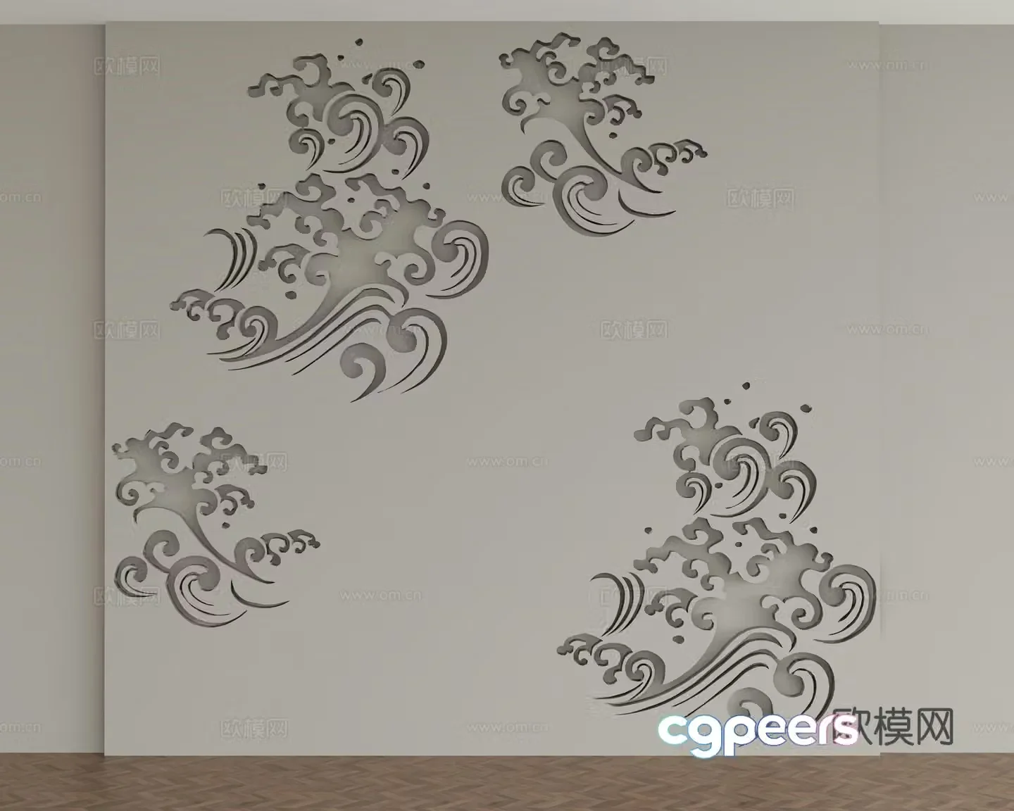 New Chinese style background decorative wall 3d model
