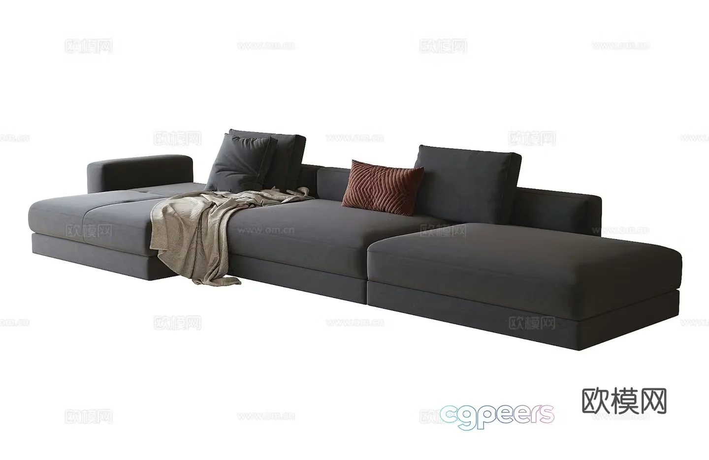 Modern multi-person sofa fabric sofa 3d model