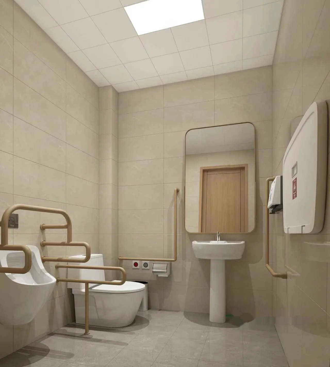 A Bathroom With Beige Walls 3D Model – 16942 – VRAY Render