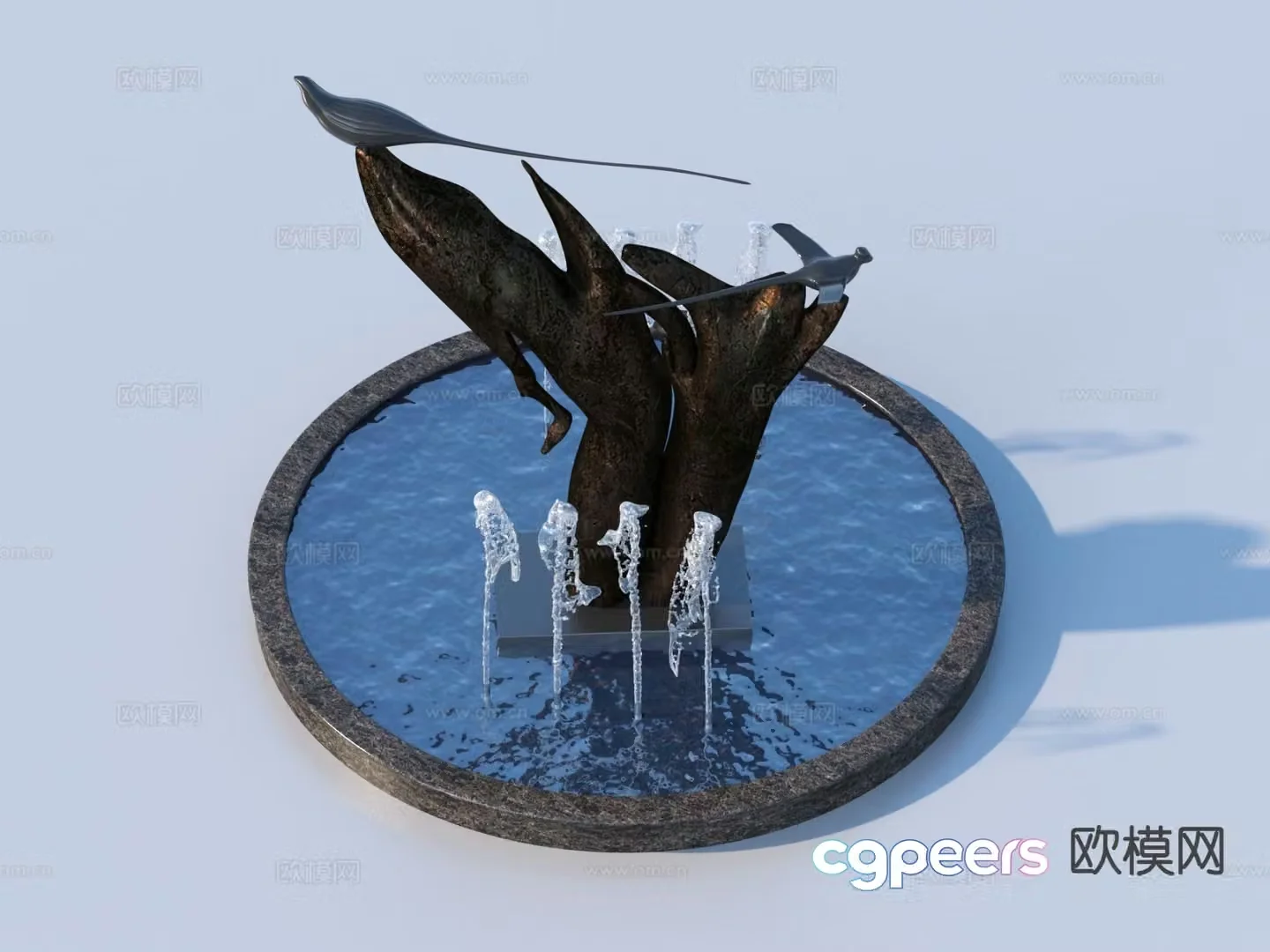 Urban sculpture water fountain landscape sculpture 3d model