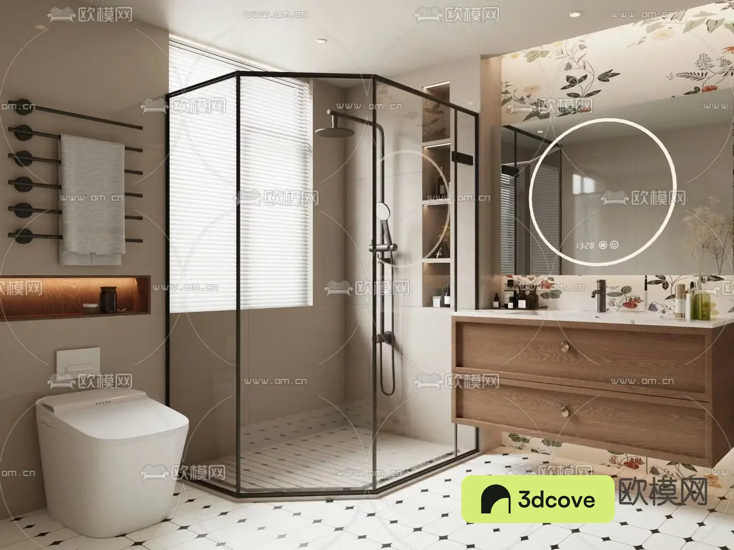 Middle style bathroom bathroom toilet 3d model