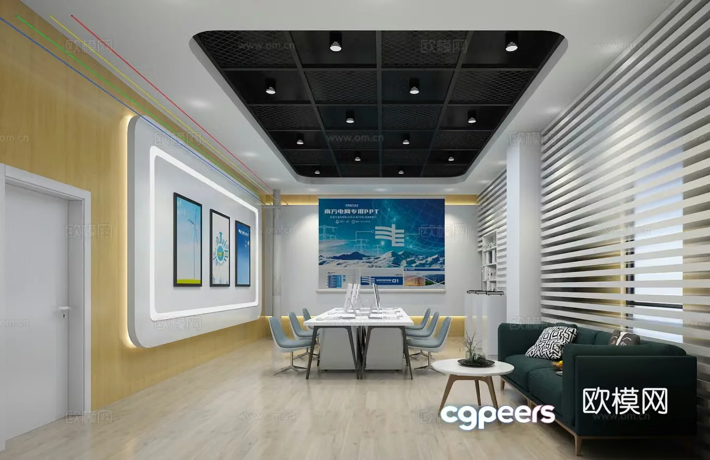 Modern work area public office 3d model