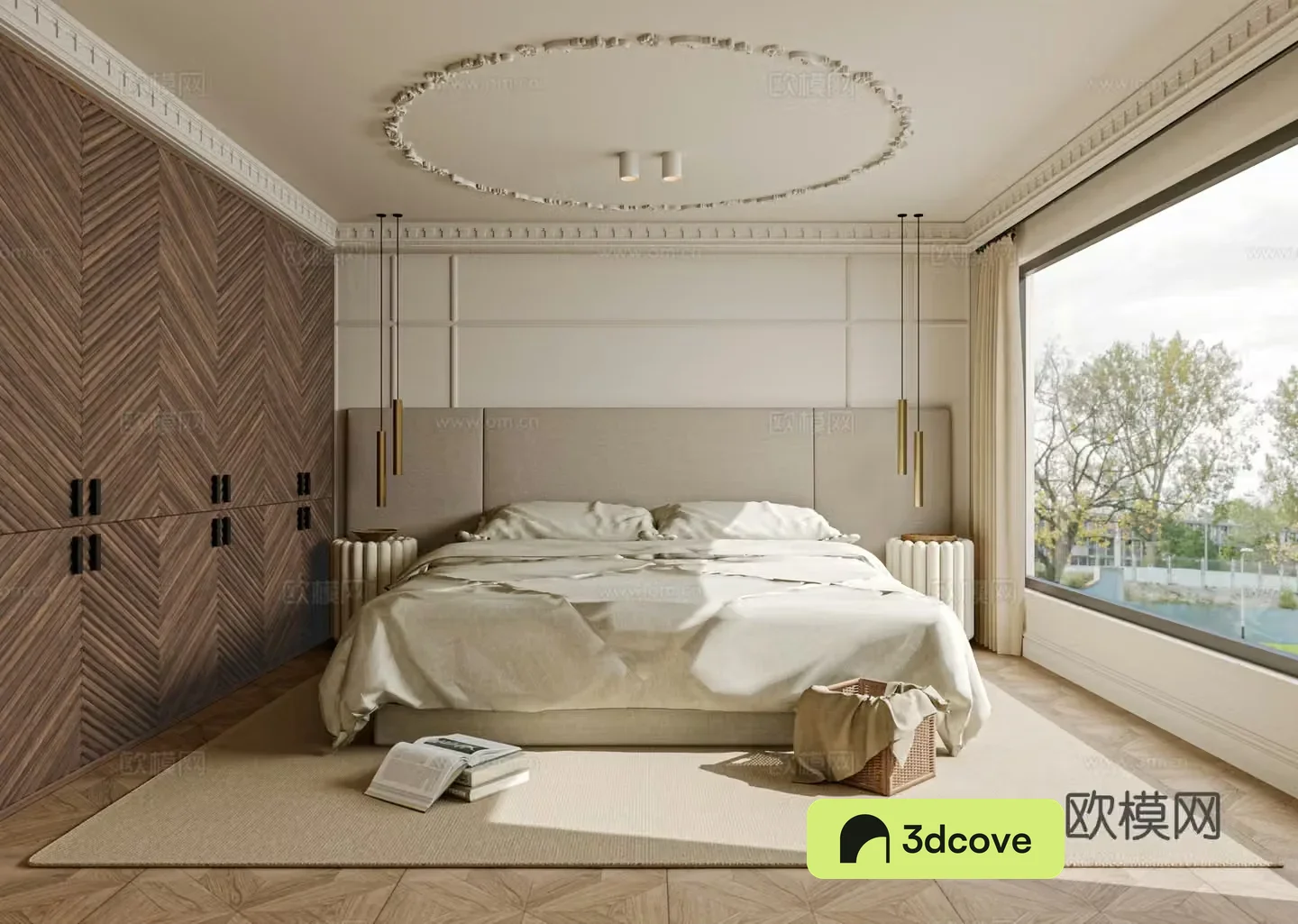 French bedroom bed nightstand accessories curtains carpet