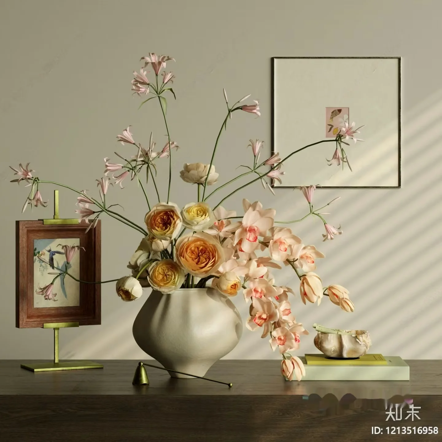 A Vase Of Flowers On A Table 3D Model – 20777 – VRAY Render