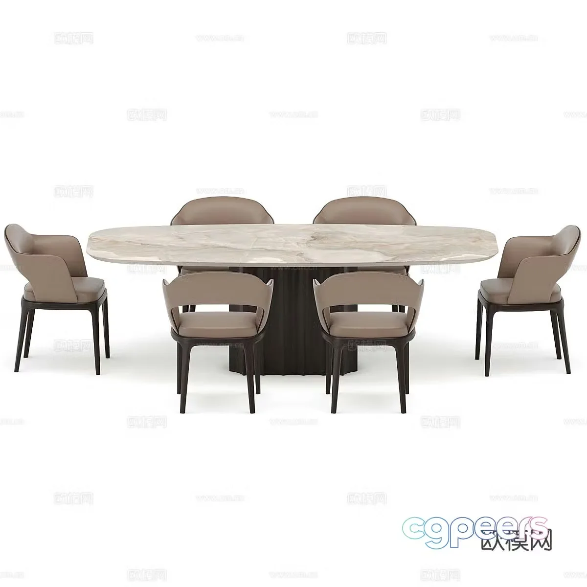 Nordic dining table and chairs marble dining table 3d model