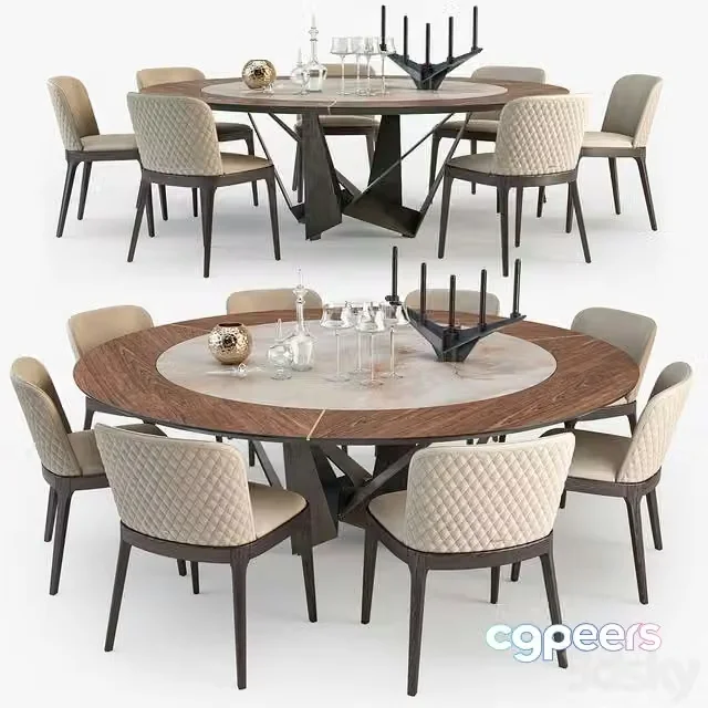 3ds Max Free – Cattelan Italia Skorpio round table Magda chair set