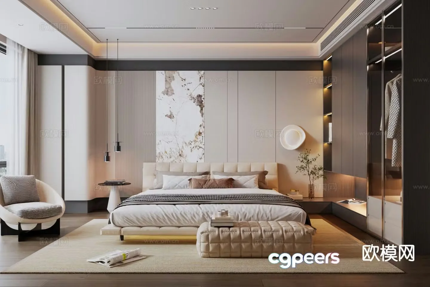 Modern bedroom master bedroom 3d model