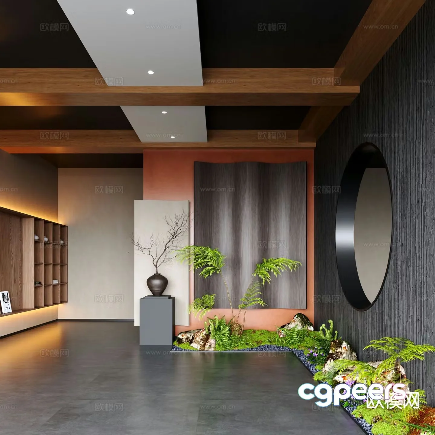New Chinese style moss landscape landscape sketch indoor landscaping 3d model