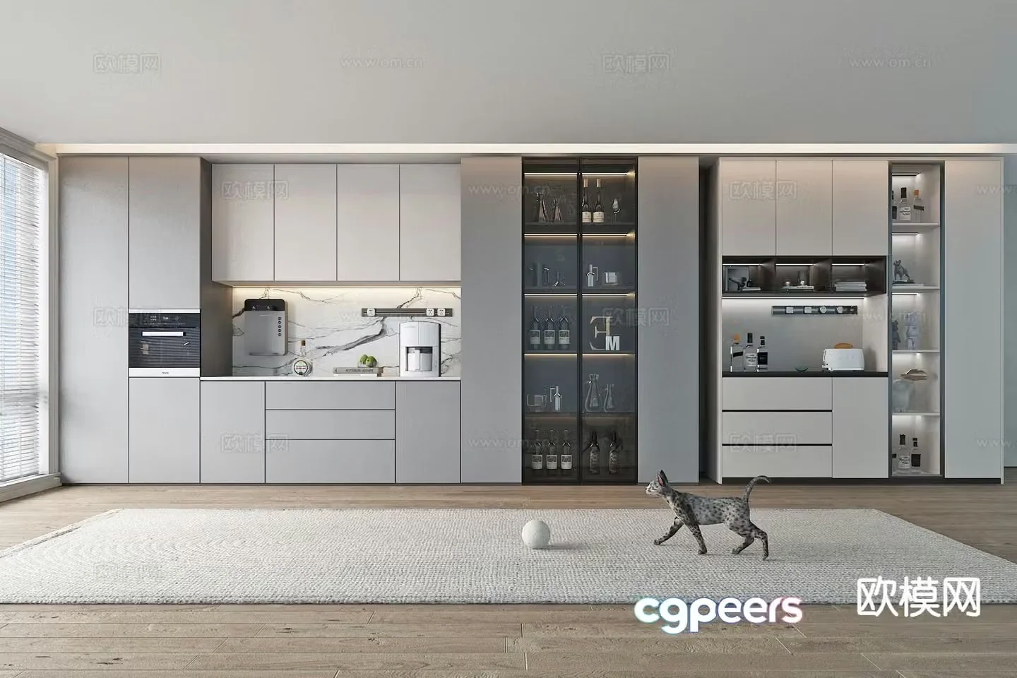 Modern sideboard wine cabinet restaurant cabinet 3d model