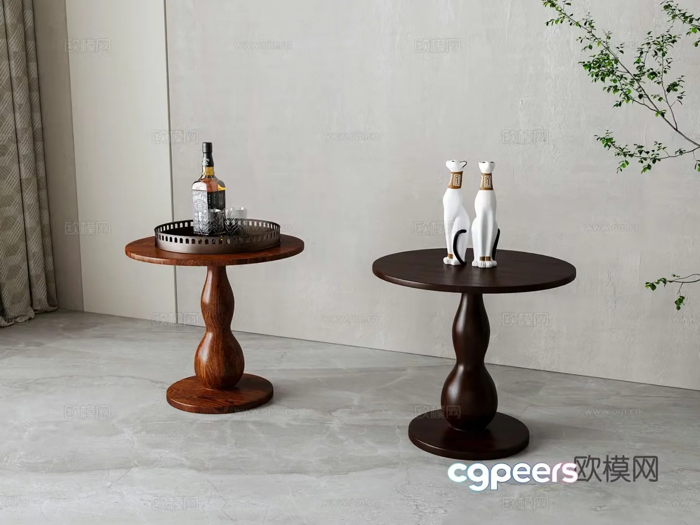 American round table corner table side table 3D model