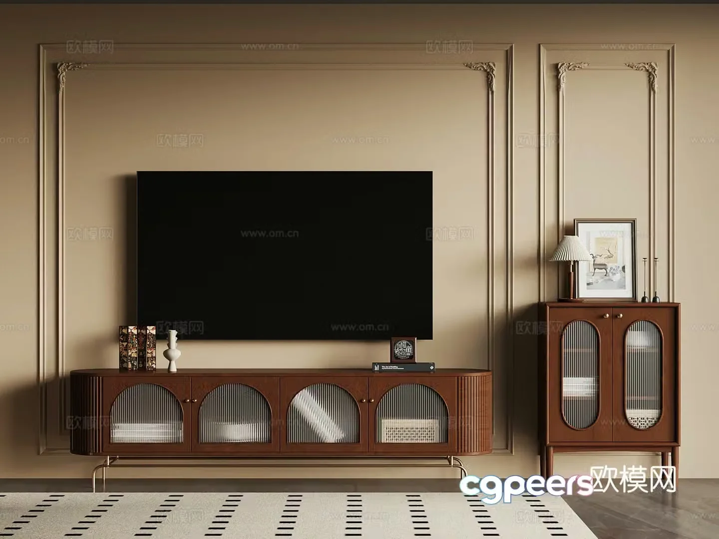 01 TV cabinet French medieval style TV cabinet 3D model