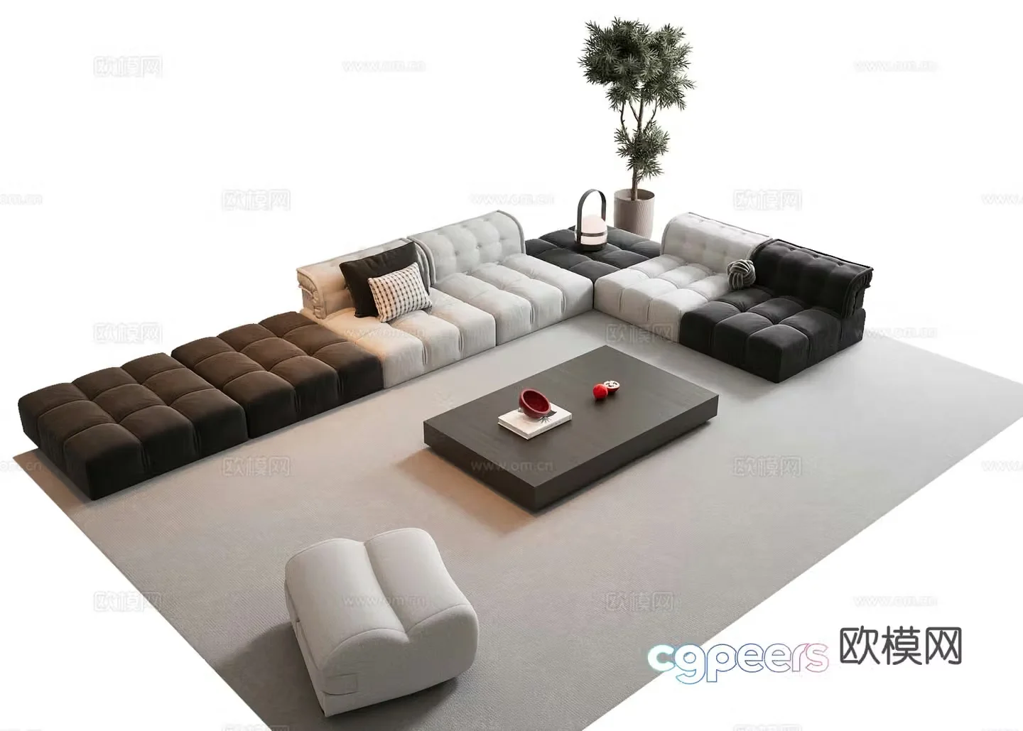 Modern sofa coffee table combination 3D model