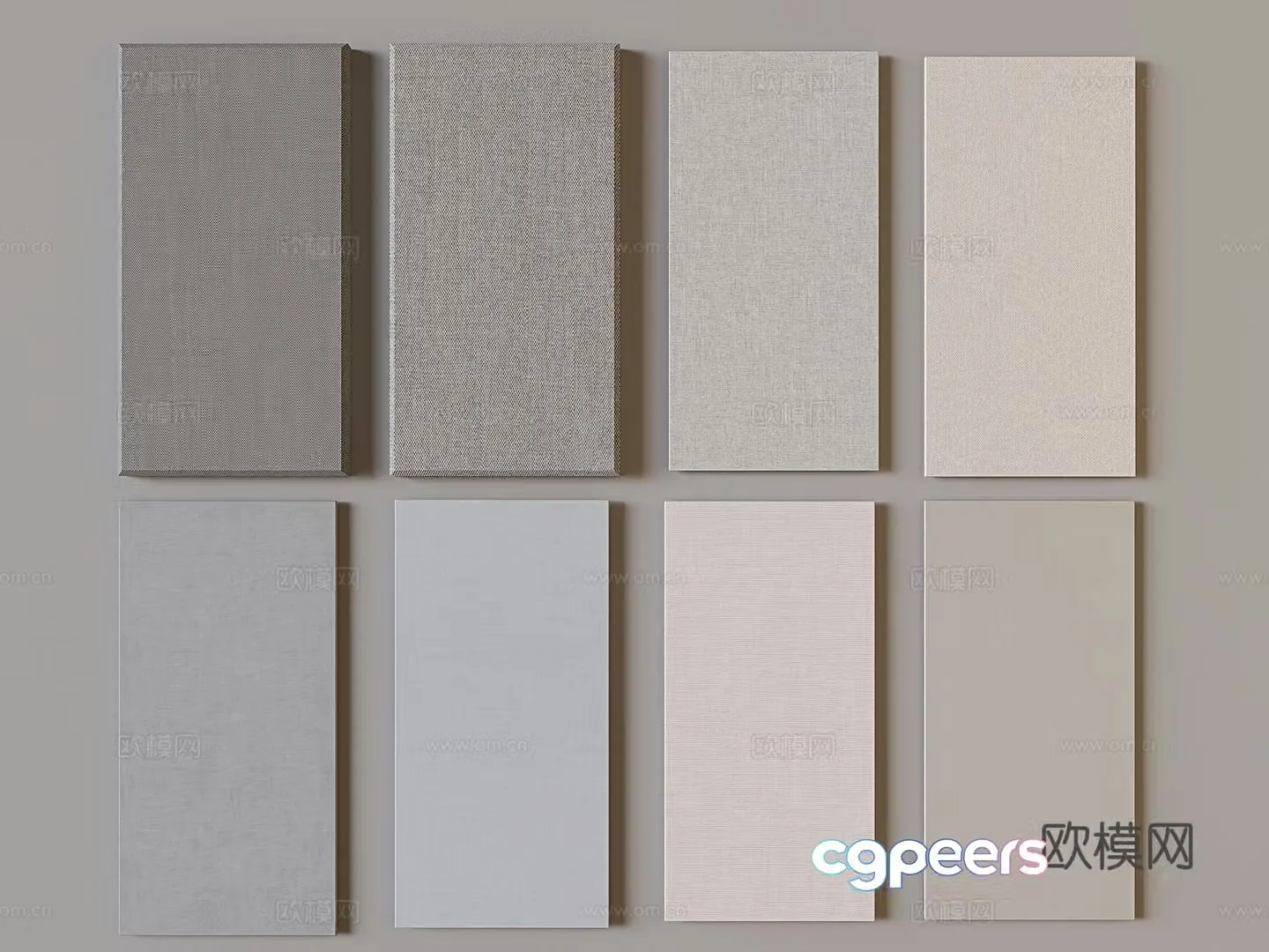 Modern cloth pattern wainscot background board cloth texture linen wall decoration board 3D model