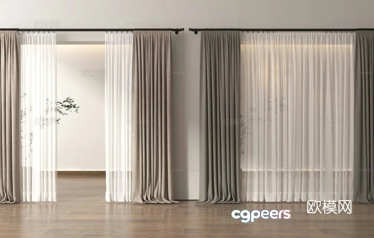 Curtains gauze curtains cloth curtains partition curtains 3D model