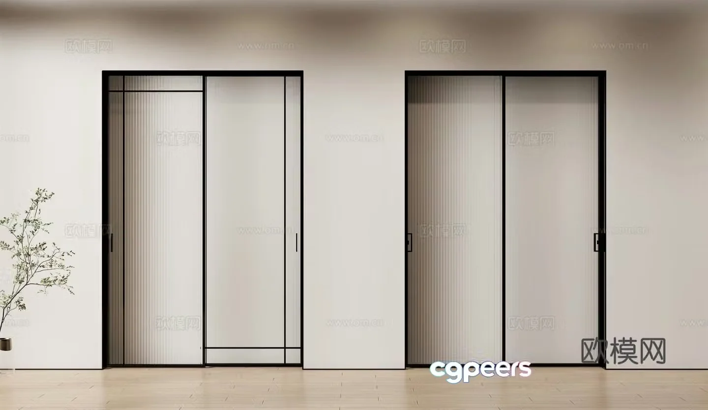 sliding door kitchen door glass door 3d model