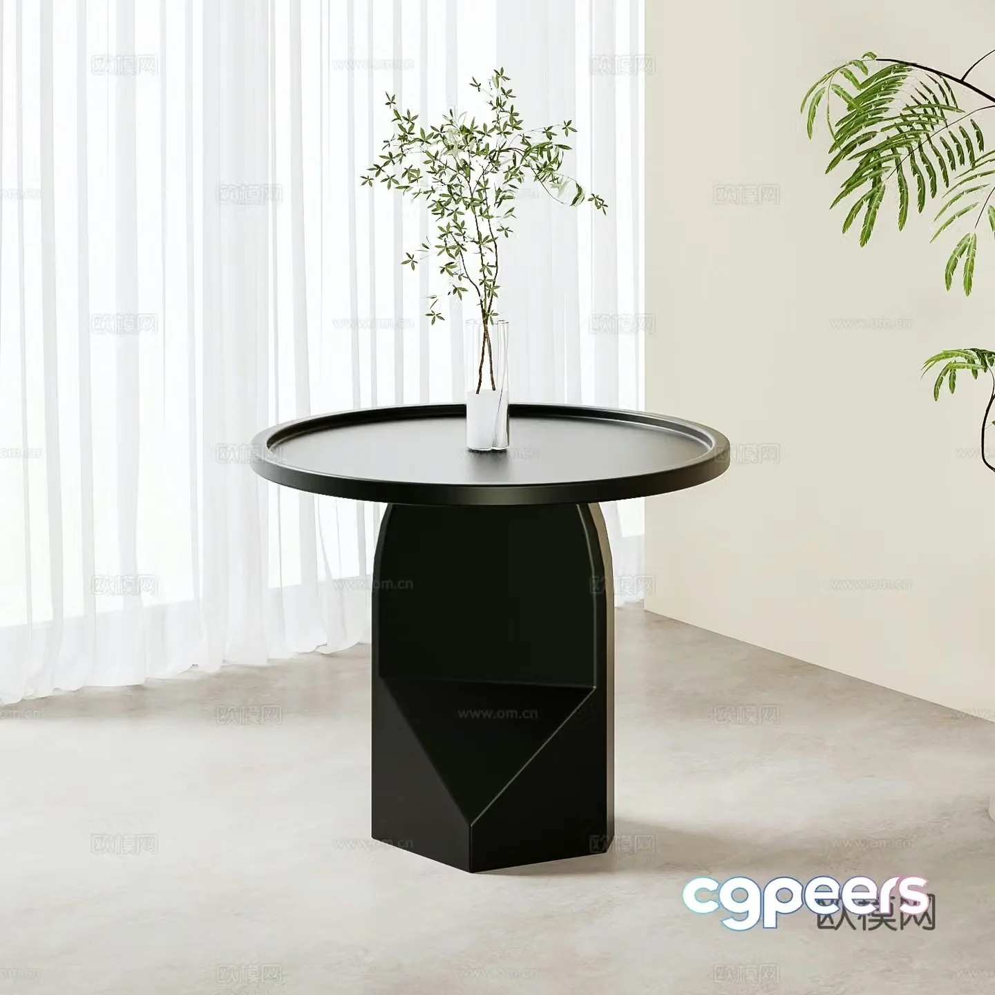Modern round table side table angle table 3D model
