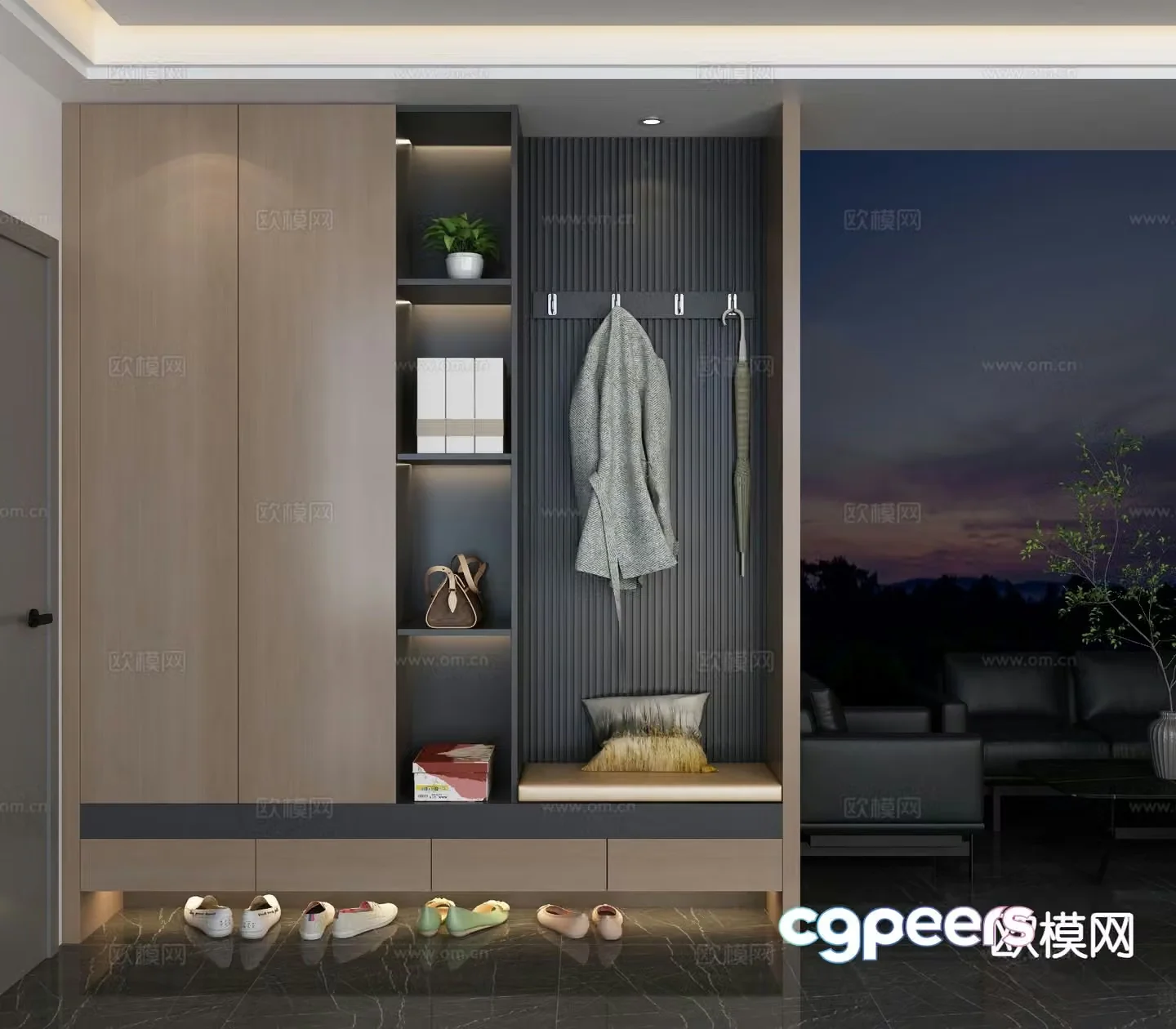 Italian shoe cabinet customized entrance cabinet 3D model