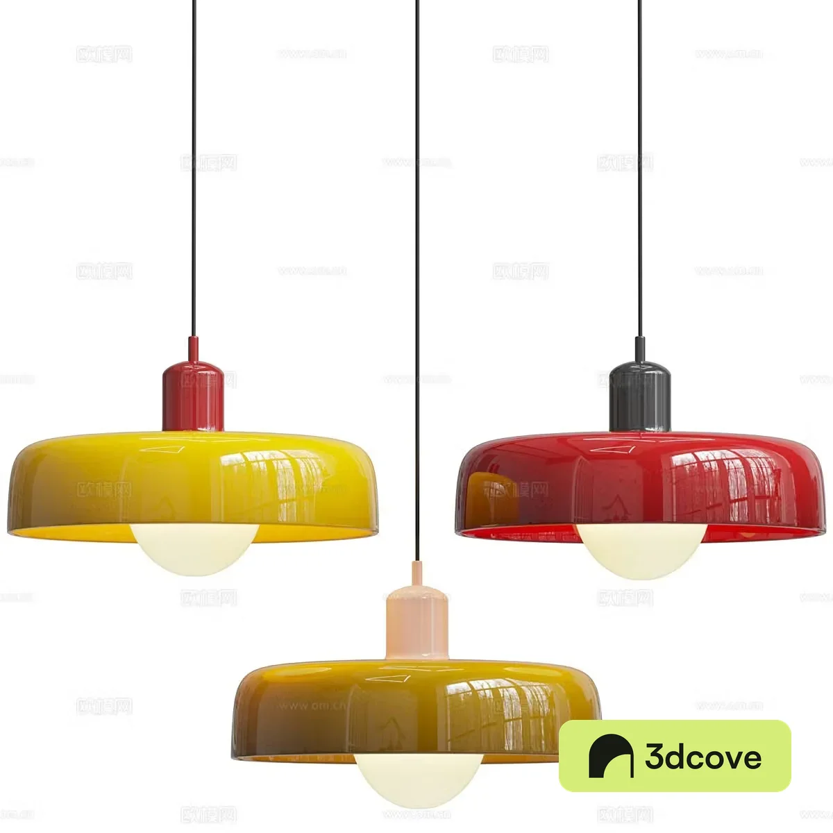 Modern Bauhaus colored glass chandeliers
