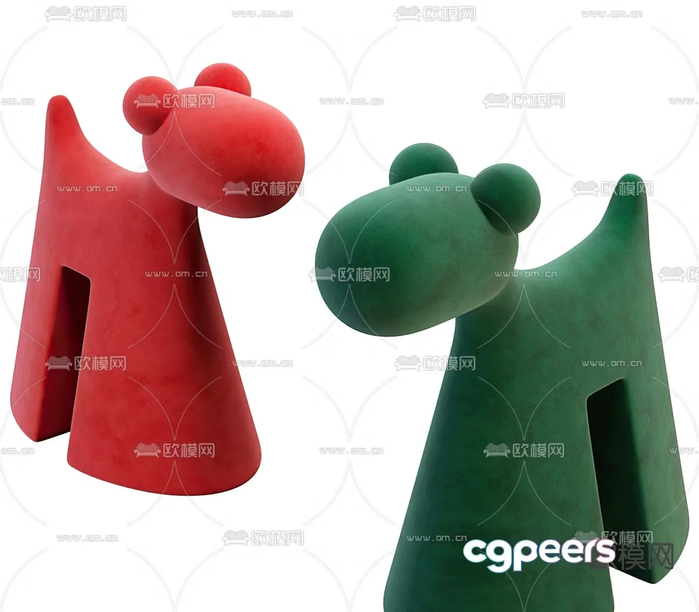 Modern fabric children’s stool 3d model