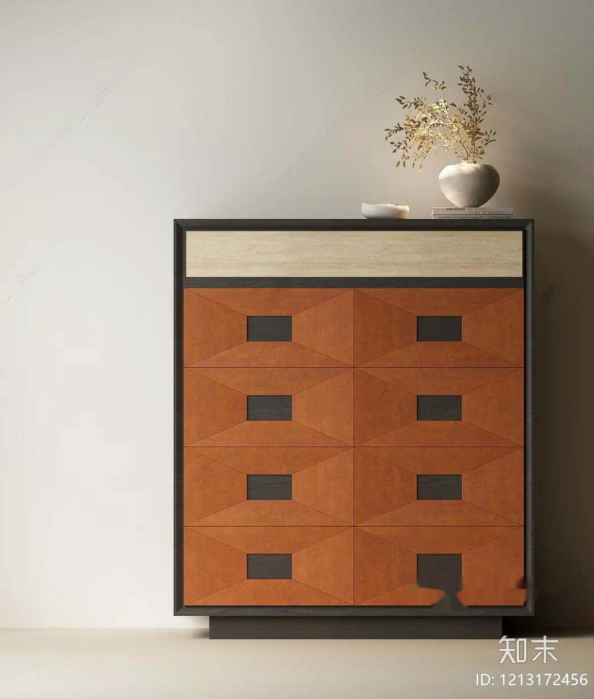 A Tall Dresser With A Geometric Pattern 3D Model – 6576 – VRAY Render
