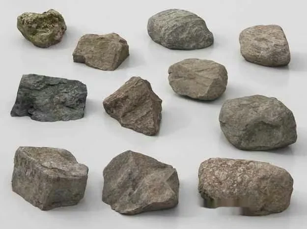 Grey Rough Stones 3D Model – 8968 – VRAY Render