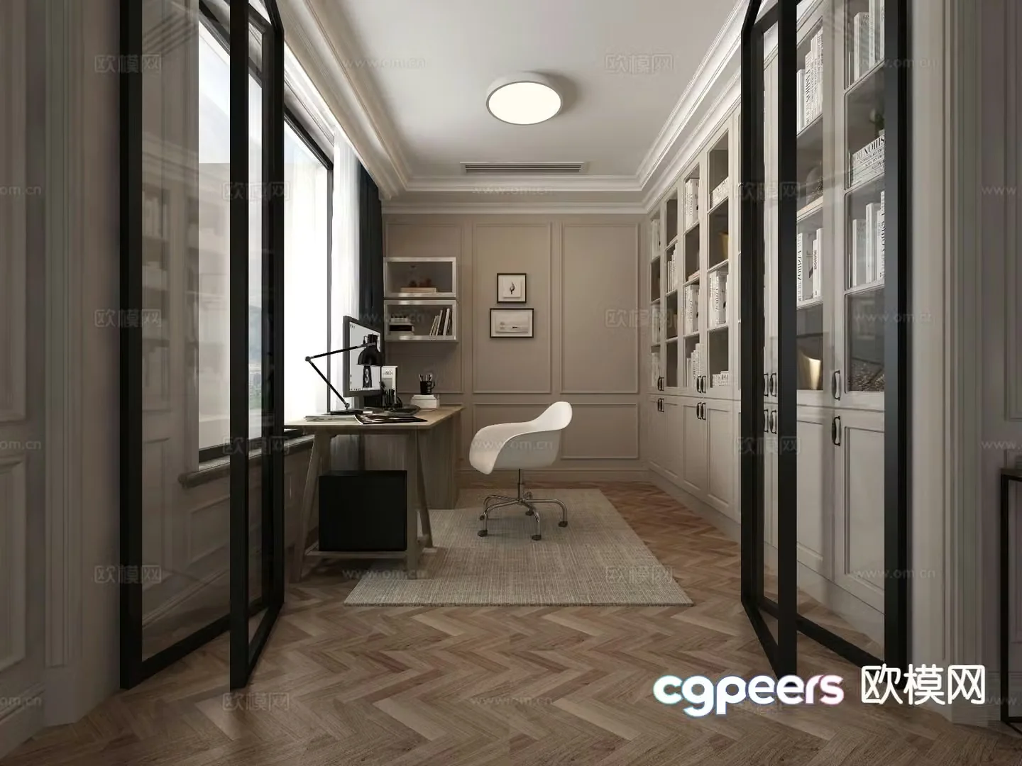 Modern study room 3d model