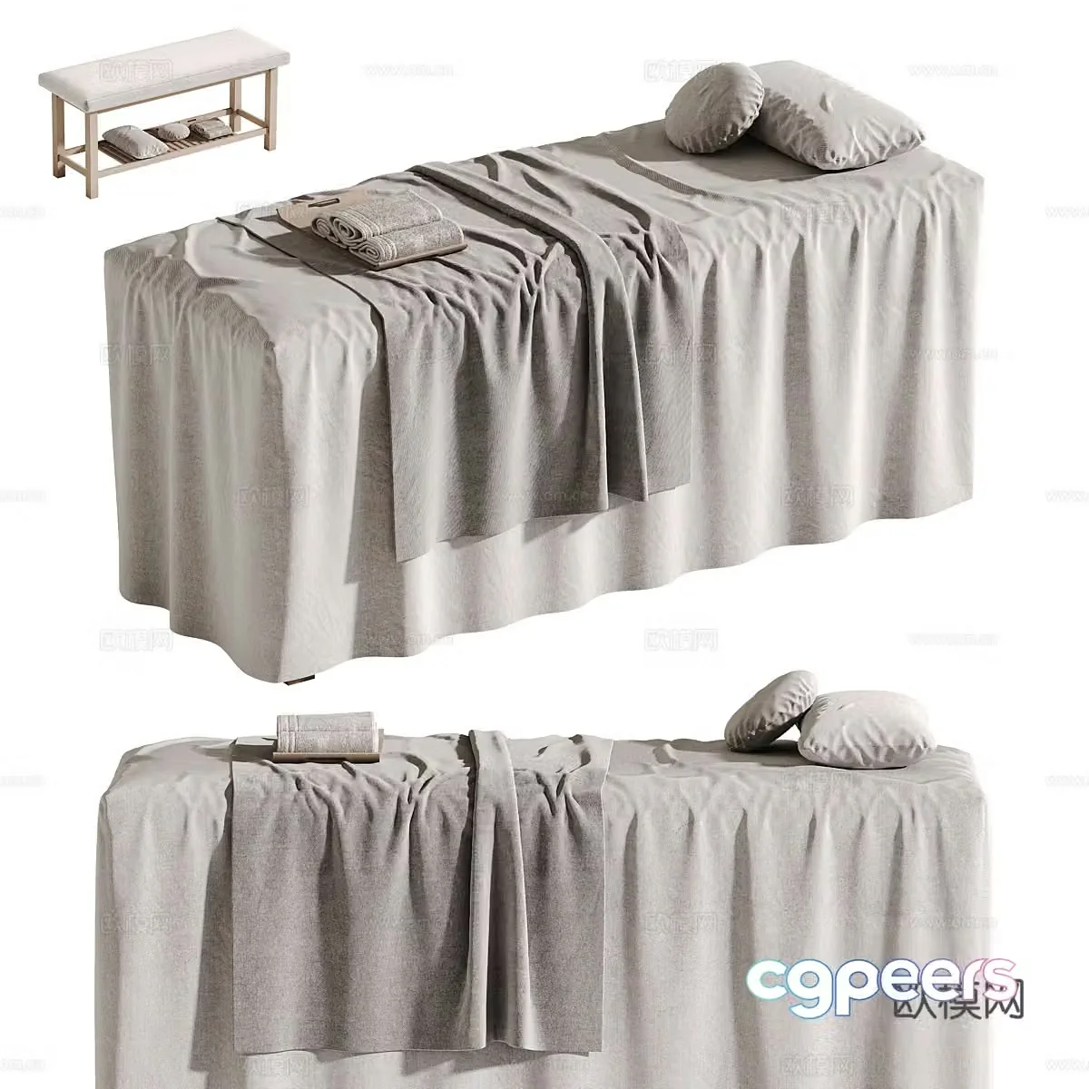 Modern cream style massage table 3d model